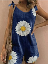 Load image into Gallery viewer, Fashion Loose Chrysanthemum Print Casual Sleeveless Jumpsuit