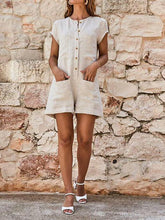 Load image into Gallery viewer, Solid Color Short-sleeved Single-breasted Pocket Jumpsuit