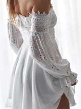 Load image into Gallery viewer, Fashion Lace One-shoulder Drawstring Long Sleeve Dress