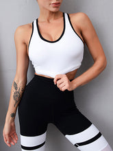 Load image into Gallery viewer, Contrasting Color Mesh Stitching Fitness Yoga Two-piece Suit