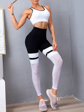 Load image into Gallery viewer, Contrasting Color Mesh Stitching Fitness Yoga Two-piece Suit