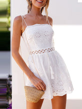 Load image into Gallery viewer, Pure Color Cotton Linen Embroidery Lace-up Jumpsuit