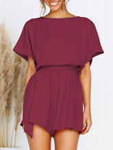 Load image into Gallery viewer, Spring Summer Round Neck Short-sleeved Casual Lace-up Jumpsuit