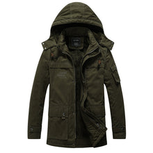 Load image into Gallery viewer, Men&#39;S Washed And Velvet Thickened Warm Mid-Length Hooded Coat