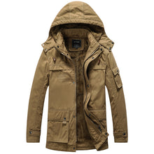 Load image into Gallery viewer, Men&#39;S Washed And Velvet Thickened Warm Mid-Length Hooded Coat