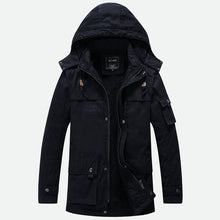 Load image into Gallery viewer, Men&#39;S Washed And Velvet Thickened Warm Mid-Length Hooded Coat