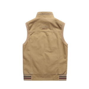 Men'S Casual Cotton Waistcoat Double-Sided Multi-Pocket Vest