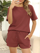 Load image into Gallery viewer, Solid Color Round Neck Short Sleeve Casual Loose Two-piece Suit