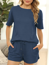 Load image into Gallery viewer, Solid Color Round Neck Short Sleeve Casual Loose Two-piece Suit