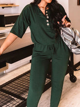 Load image into Gallery viewer, Solid Color Loose Fashion Single-breasted Short Sleeve Jumpsuit