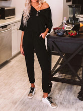 Load image into Gallery viewer, Solid Color Loose Fashion Single-breasted Short Sleeve Jumpsuit