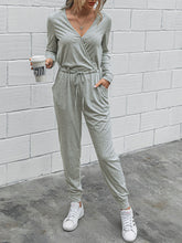 Load image into Gallery viewer, Fashion V-neck Casual Slim Solid Color Jumpsuit