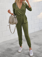 Load image into Gallery viewer, Fashion V-neck Casual Slim Solid Color Jumpsuit