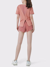 Load image into Gallery viewer, Fitness Breathable Short Sleeve Loose Shorts Yoga Two-piece Suit