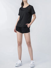 Load image into Gallery viewer, Fitness Breathable Short Sleeve Loose Shorts Yoga Two-piece Suit