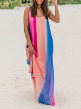 Load image into Gallery viewer, Women Bohemian Colorful Gradient Chiffon Beach Sling Maxi Dress