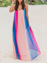 Load image into Gallery viewer, Women Bohemian Colorful Gradient Chiffon Beach Sling Maxi Dress