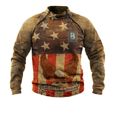 Men'S Retro 3D Printing Outdoor Casual Long Sleeve Top