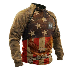 Men'S Retro 3D Printing Outdoor Casual Long Sleeve Top