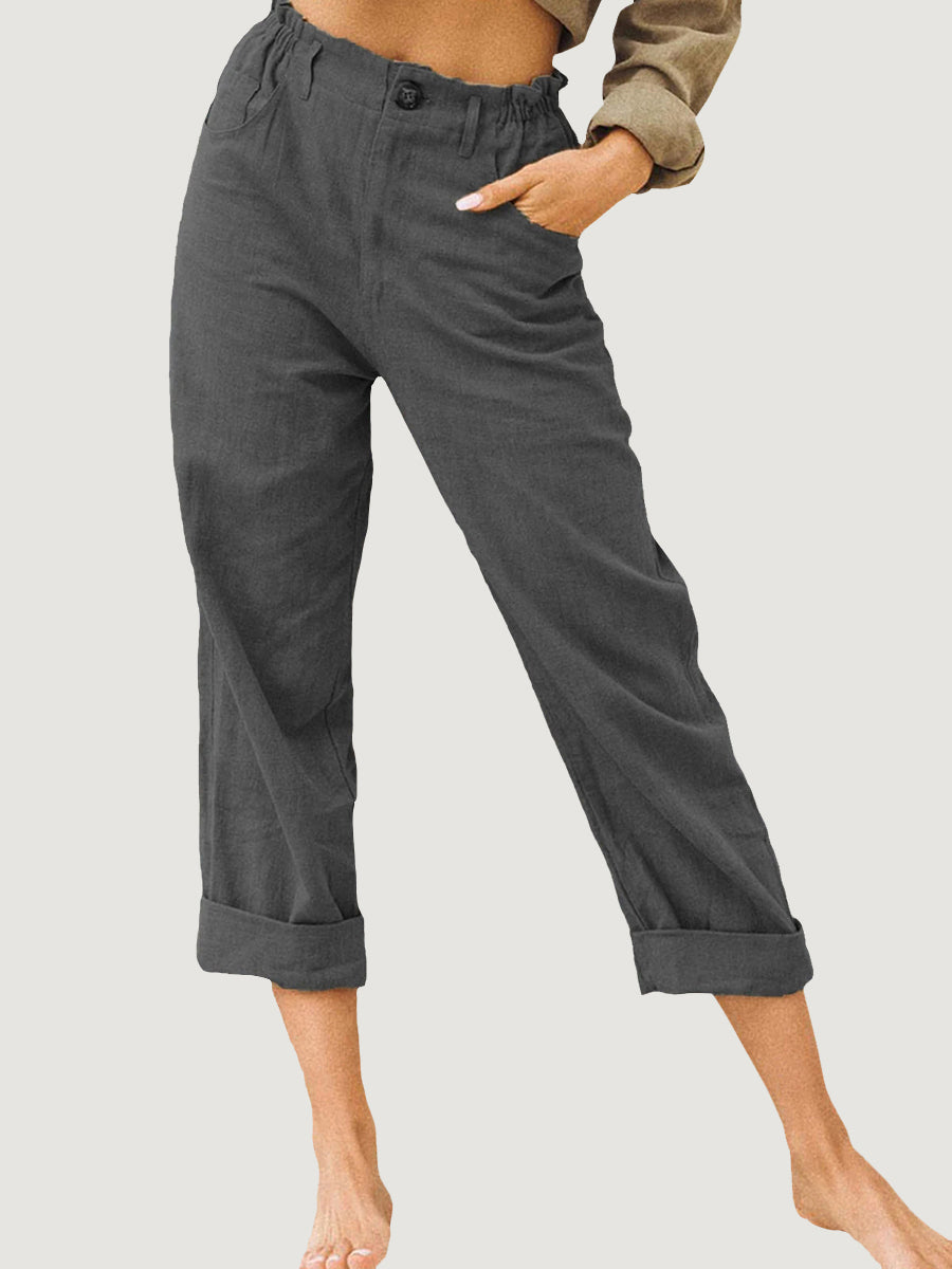 High Waist Casual Solid Color Loose Pants