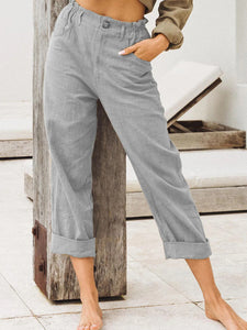 High Waist Casual Solid Color Loose Pants