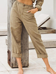 High Waist Casual Solid Color Loose Pants