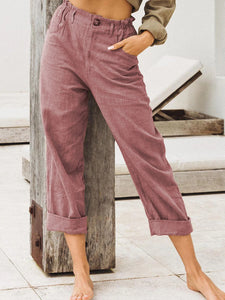 High Waist Casual Solid Color Loose Pants