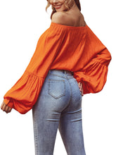Load image into Gallery viewer, Women's Sexy Off Shoulder Lantern Sleeve Short Shirt