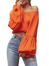 Load image into Gallery viewer, Women's Sexy Off Shoulder Lantern Sleeve Short Shirt