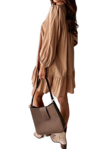 Simple Fashionable Stitching Shirt Dress for Women