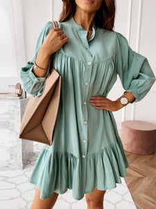 Simple Fashionable Stitching Shirt Dress for Women