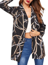 Load image into Gallery viewer, Women&#39;s Single-breasted Long-sleeved Chain Print Coat