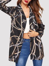 Load image into Gallery viewer, Women&#39;s Single-breasted Long-sleeved Chain Print Coat