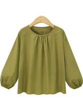 Load image into Gallery viewer, Cotton Round Neck Loose Lantern Sleeve Blouse