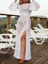 Load image into Gallery viewer, Women Vacation Long Sleeve Sexy Knitted Beach Dress Cover-Up