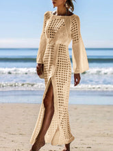 Load image into Gallery viewer, Women Vacation Long Sleeve Sexy Knitted Beach Dress Cover-Up