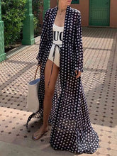 Load image into Gallery viewer, Women Chiffon Polka Dot Loose Cardigan Beach Cover-Up