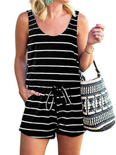 Load image into Gallery viewer, Fashion Striped Printed Round Neck Vest Casual Jumpsuit
