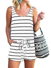 Load image into Gallery viewer, Fashion Striped Printed Round Neck Vest Casual Jumpsuit