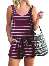 Load image into Gallery viewer, Fashion Striped Printed Round Neck Vest Casual Jumpsuit