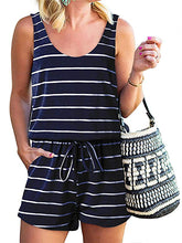 Load image into Gallery viewer, Fashion Striped Printed Round Neck Vest Casual Jumpsuit