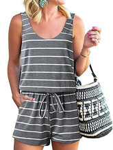 Load image into Gallery viewer, Fashion Striped Printed Round Neck Vest Casual Jumpsuit
