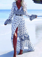 Load image into Gallery viewer, Bohemian Print Fashion Split Beach Maxi Dress