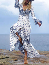 Load image into Gallery viewer, Bohemian Print Fashion Split Beach Maxi Dress