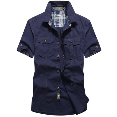 Men'S Summer Cotton Thin Short Sleeve Shirt