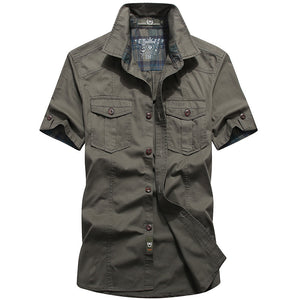 Men'S Summer Cotton Thin Short Sleeve Shirt