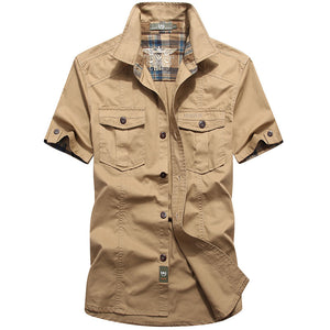 Men'S Summer Cotton Thin Short Sleeve Shirt