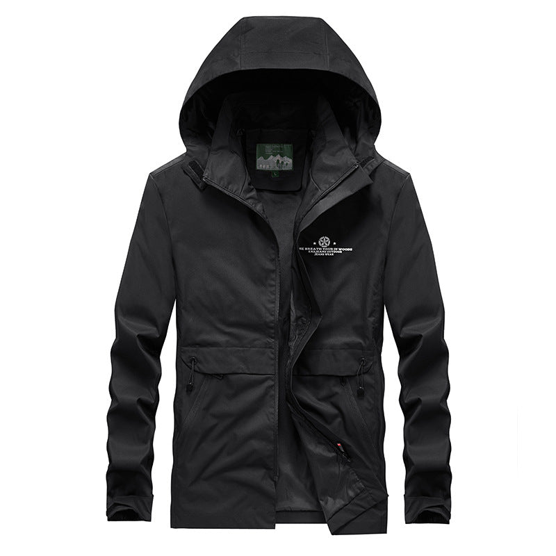 Simple Casual Hooded Plus Size Men'S Jacket