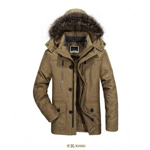 Winter Mid-Length Men'S Plush Thick Warm Hooded Jacket