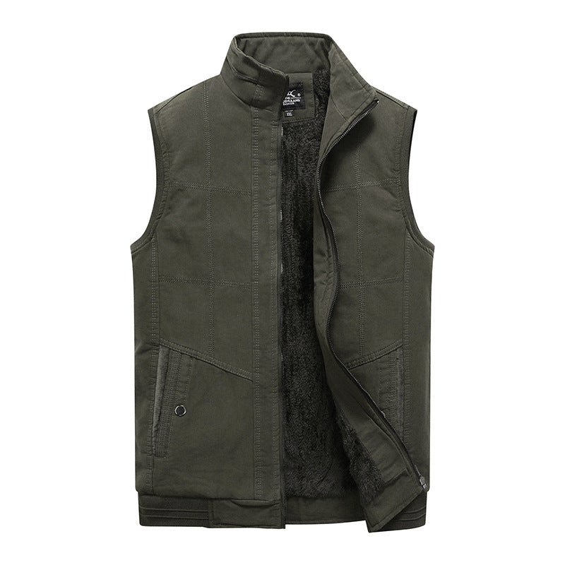 Men'S Casual Plus Velvet Middle-Aged And Elderly Tooling Vest